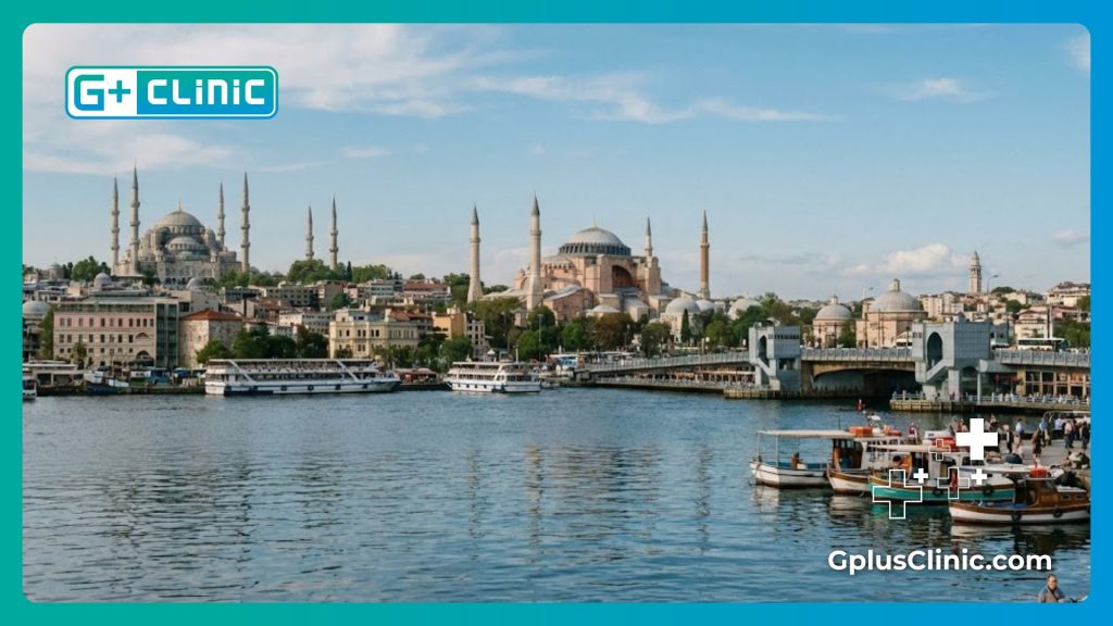 Vue d'Istanbul avec un chirurgien accueillant les patients