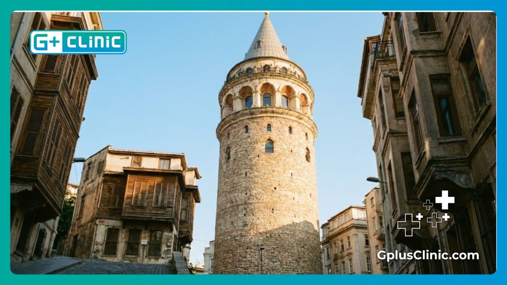 Доктор приглашает в Стамбул на фоне башни Галата.