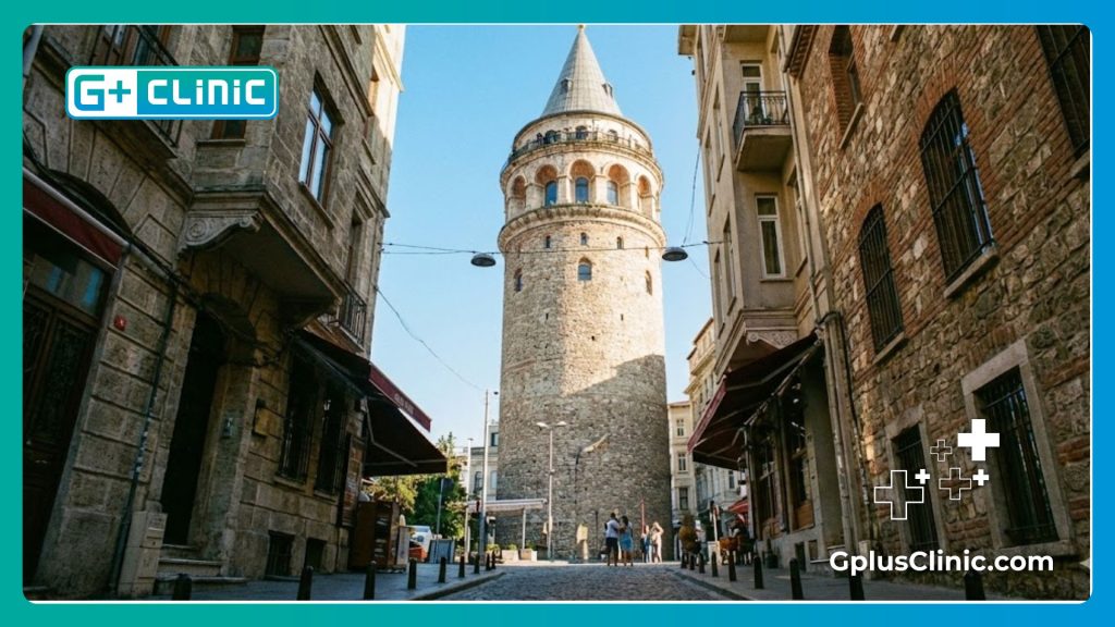 View of Galata Tower representing the location for safe otoplasty in Turkey.