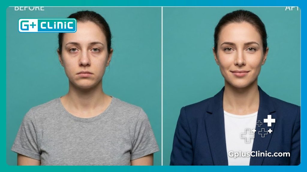 Comparación antes y después de corrección de nariz ancha