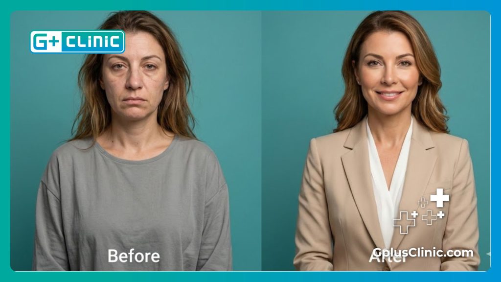 Imagen partida antes y después de rinoplastia de nariz ancha