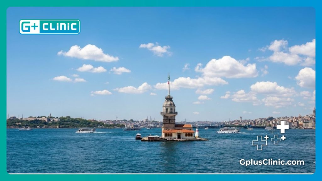 Scenic view of Maiden's Tower in Istanbul inviting international patients for treatment.