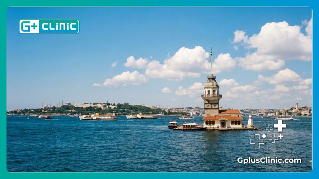 Scenic view of Maiden's Tower in Istanbul for medical tourism.