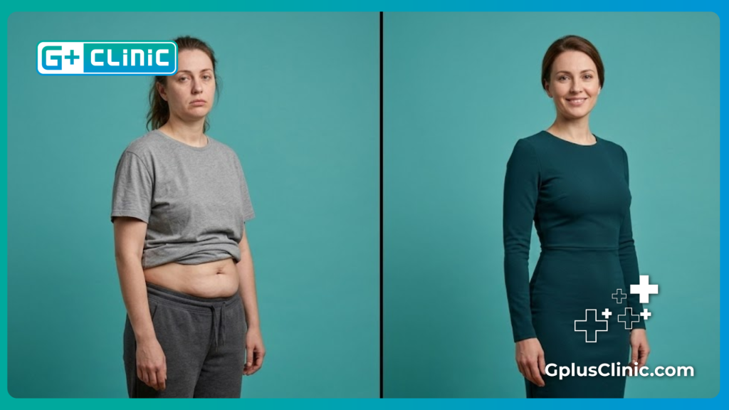 Scan corporel numérique montrant l'évolution avant et après l'opération