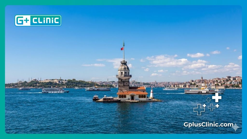 Scenic view of the Bosphorus and Maiden's Tower in beautiful Istanbul