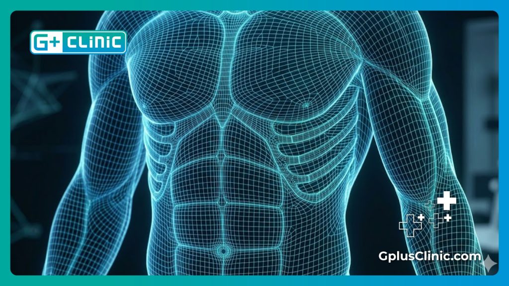 فحص رقمي دقيق لمنطقة البطن قبل عملية النحت