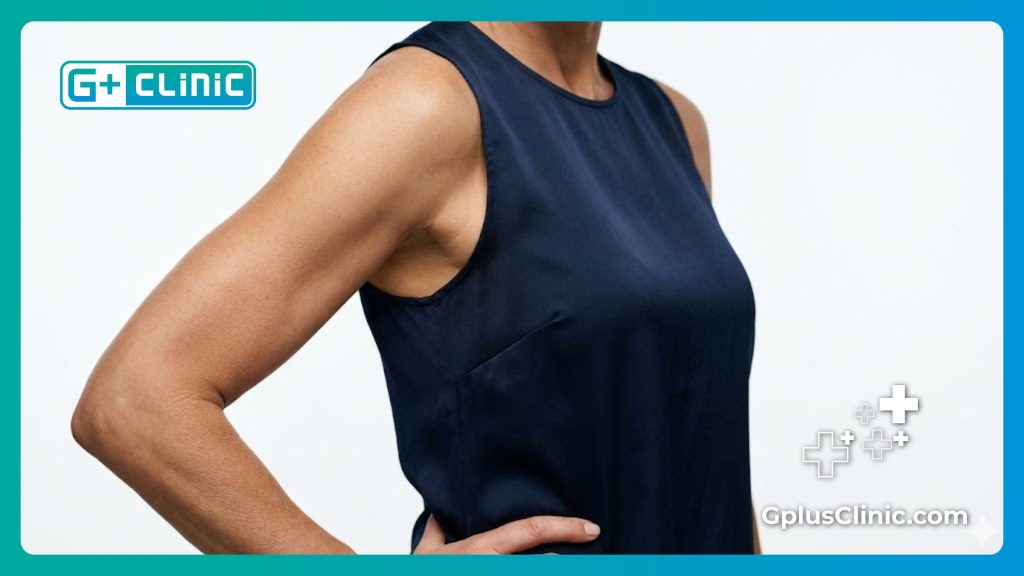 Flawless result after successful arm sculpting procedure.