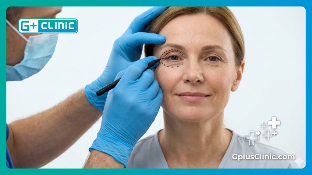 Close up of precise preparation for eye surgery