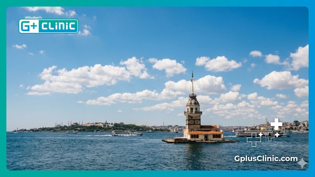 Hermosa vista de la Torre de la Doncella en el Bósforo, Estambul.
