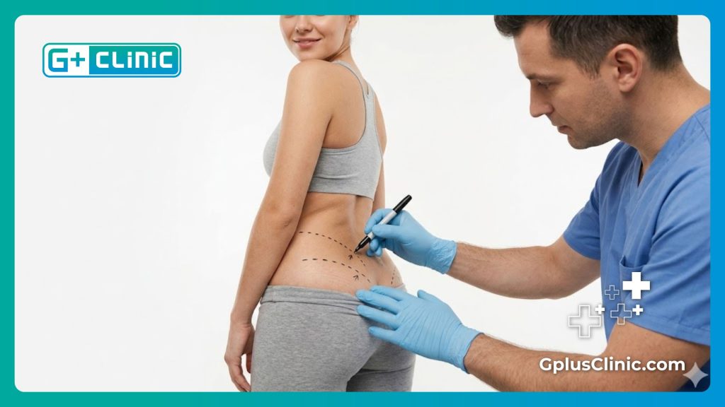 Хирург делает разметку для идеального результата пластики