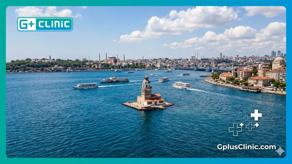 Beautiful daytime view of the Maiden's Tower in Istanbul for international patients