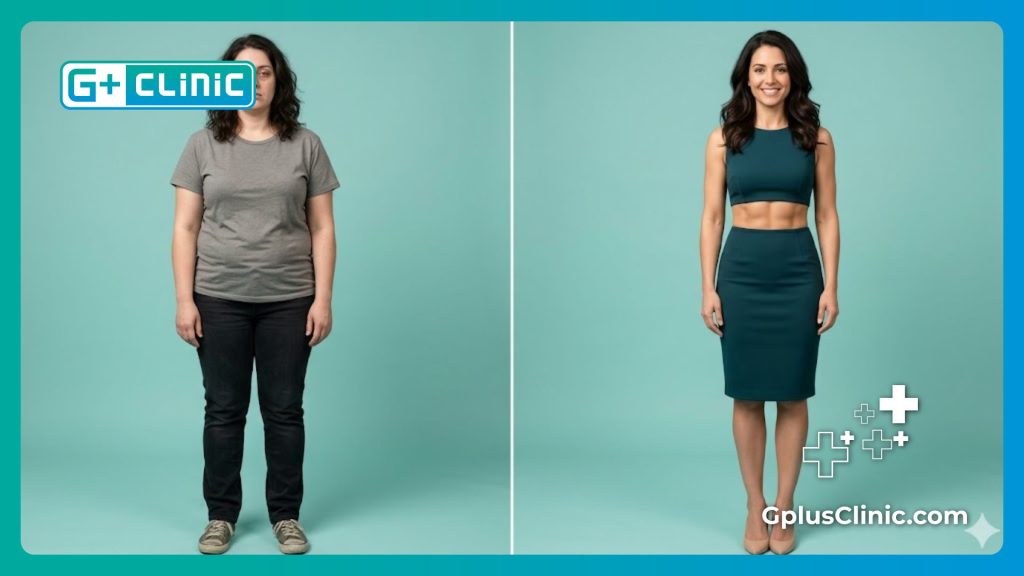 Scan digital comparatif avant et après la perte de poids.