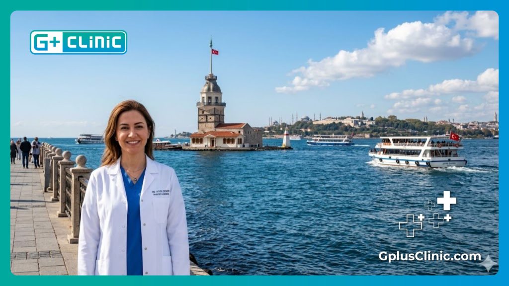 طبيب تجميل يرحب بالمرضى في اسطنبول أمام برج الفتاة