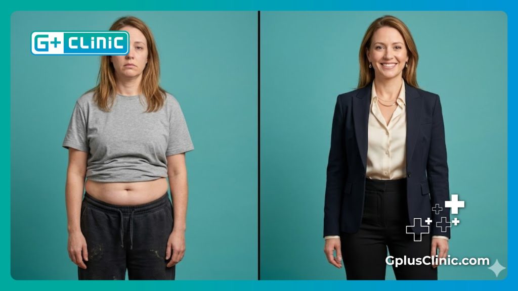 Comparaison avant et après le remodelage du contour abdominal.