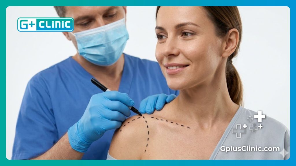 Marcaje preoperatorio cuidadoso para asegurar resultados estéticos perfectos.