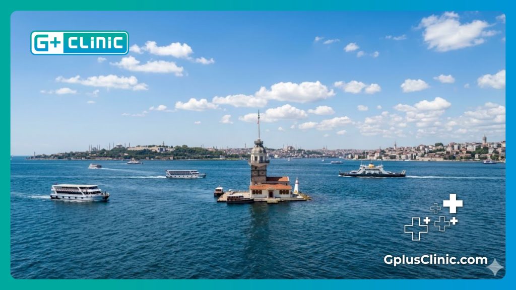 Hermoso paisaje de la Torre de la Doncella en Estambul durante un viaje médico.