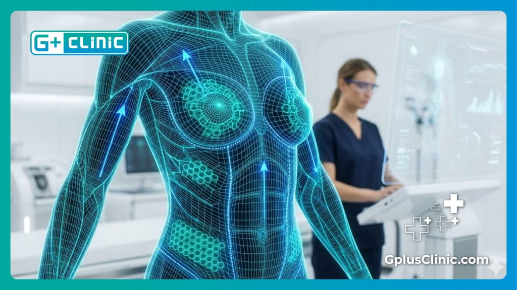 High-tech digital mesh scan of the torso for precise surgical planning