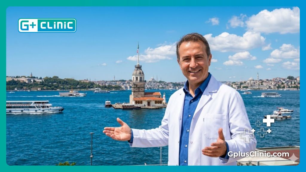 Cirujano dando la bienvenida en Estambul junto al Bósforo