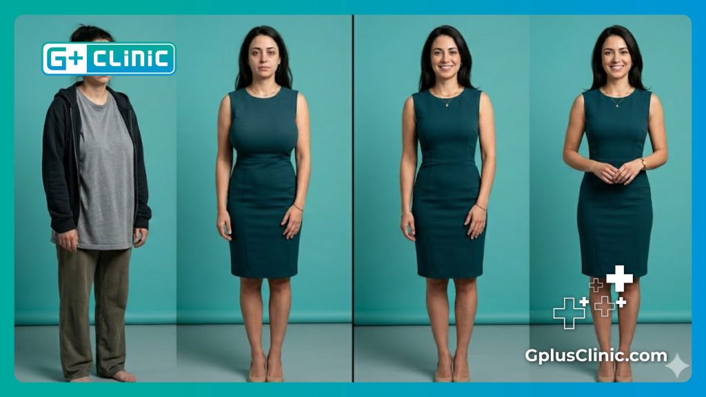 Transformación antes y después de senos