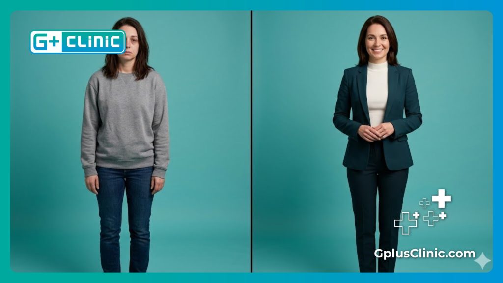 Escaneo digital del área del pecho y transformación de la paciente