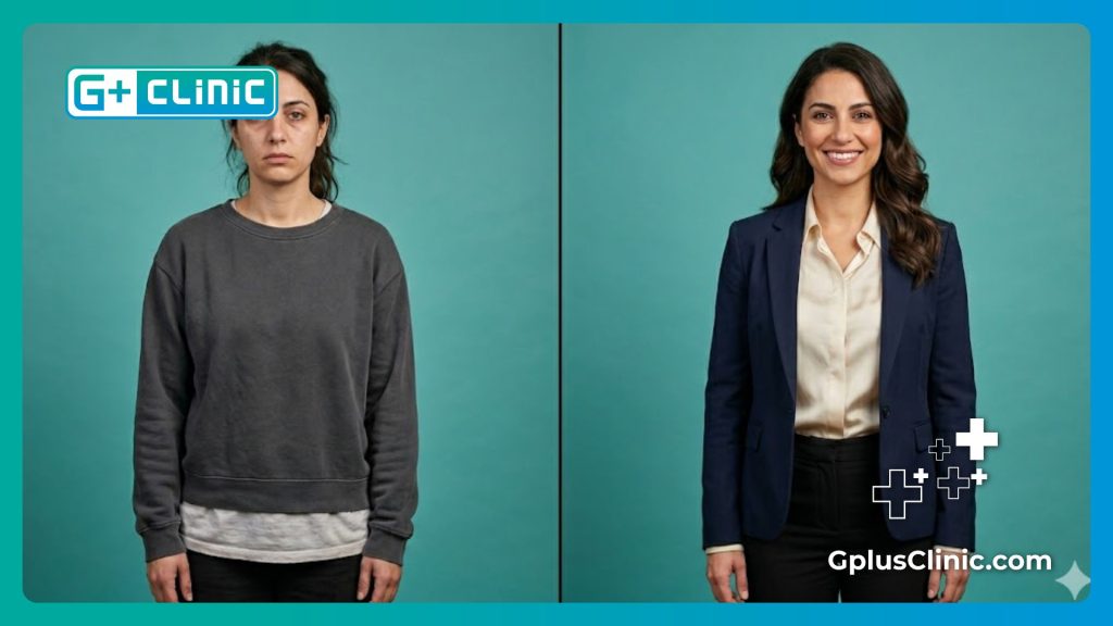 Análisis digital detallado de la zona del pecho antes de la cirugía estética