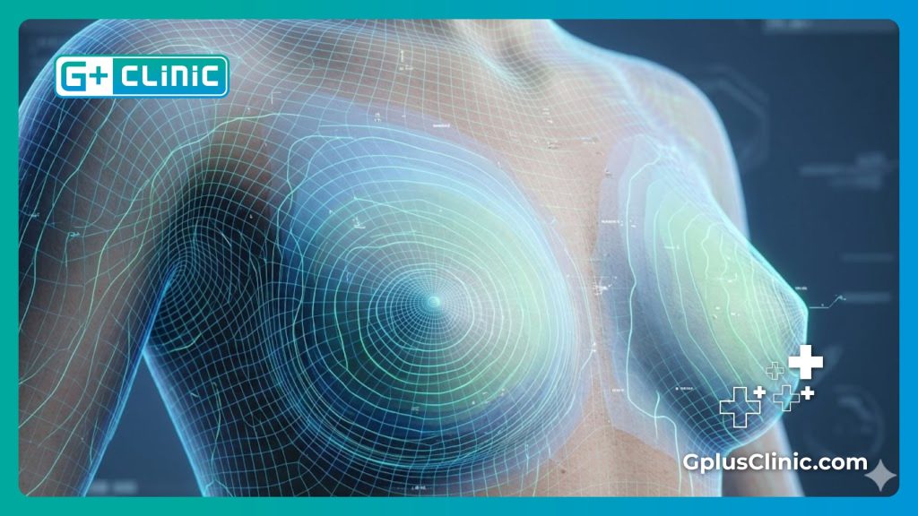 High-tech digital mesh visualization of breast anatomy