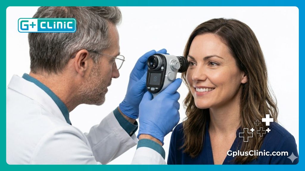 Close up of a precise optical measurement for eye surgery