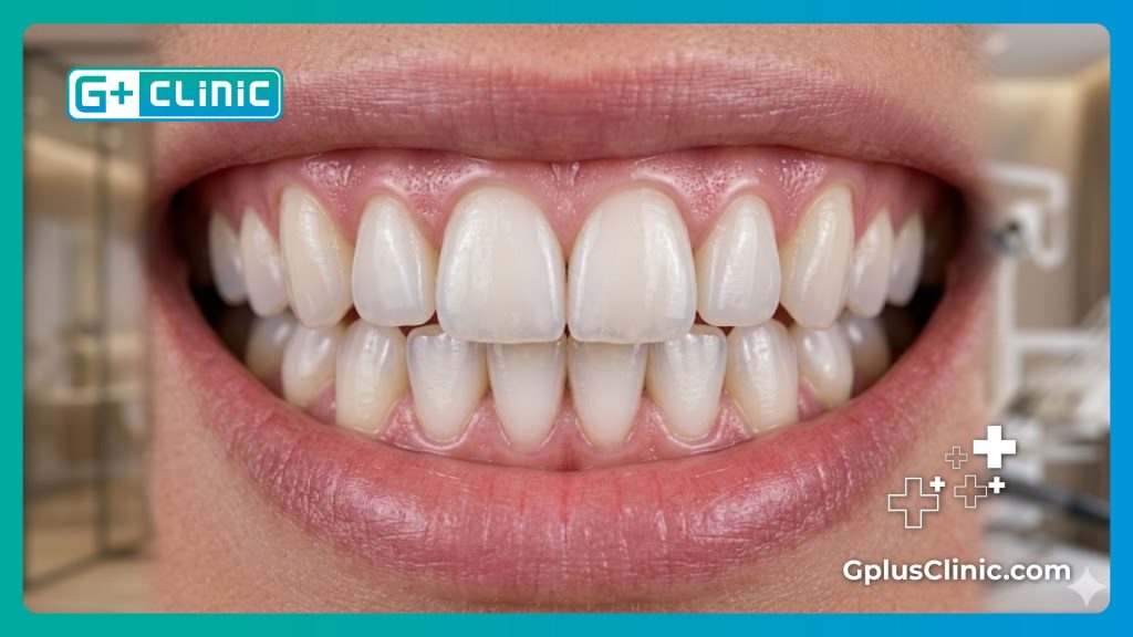 Close-up of a flawless smile showing the perfect result of cosmetic dental work