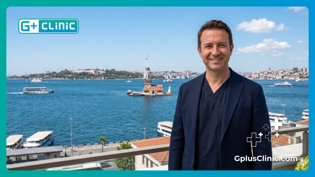 Приветливый доктор на фоне пролива Босфор в Стамбуле.