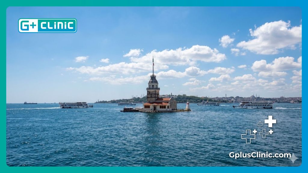 Scenic daytime view of the Bosphorus Strait and Maiden's Tower