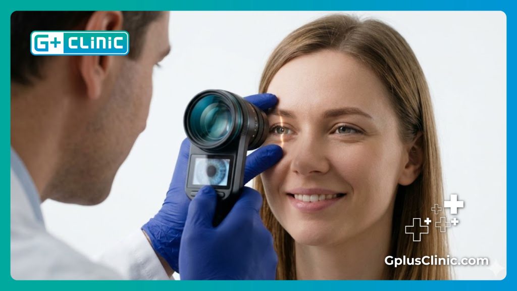 فحص دقيق للعين باستخدام أحدث الأجهزة الطبية للعيون