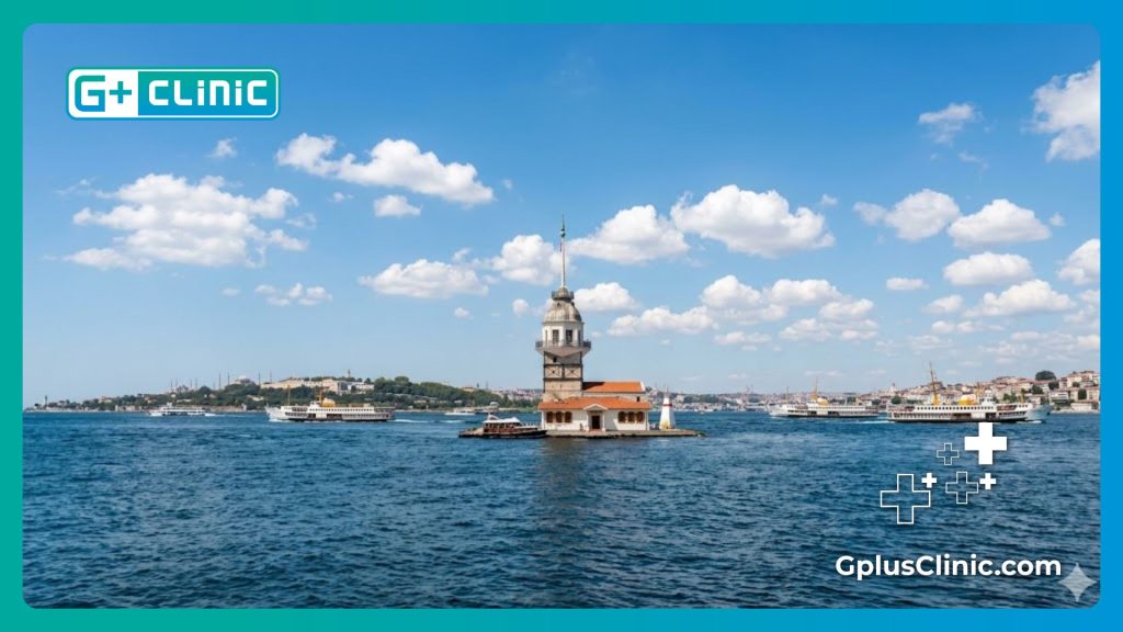 مشهد رائع لمضيق البوسفور وبرج الفتاة في اسطنبول