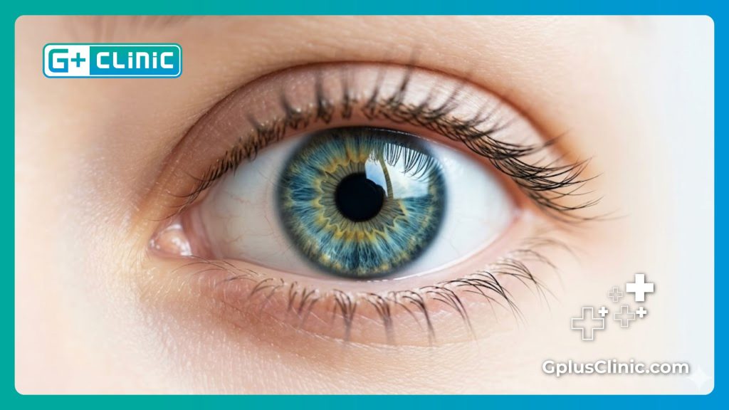 نتيجة مثالية وناجحة لعين صحية بعد إجراء جراحة العيون.