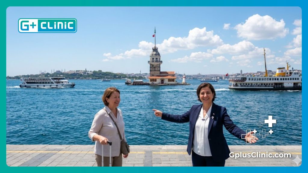 Professional doctor welcoming a patient to Istanbul for body contouring treatments.