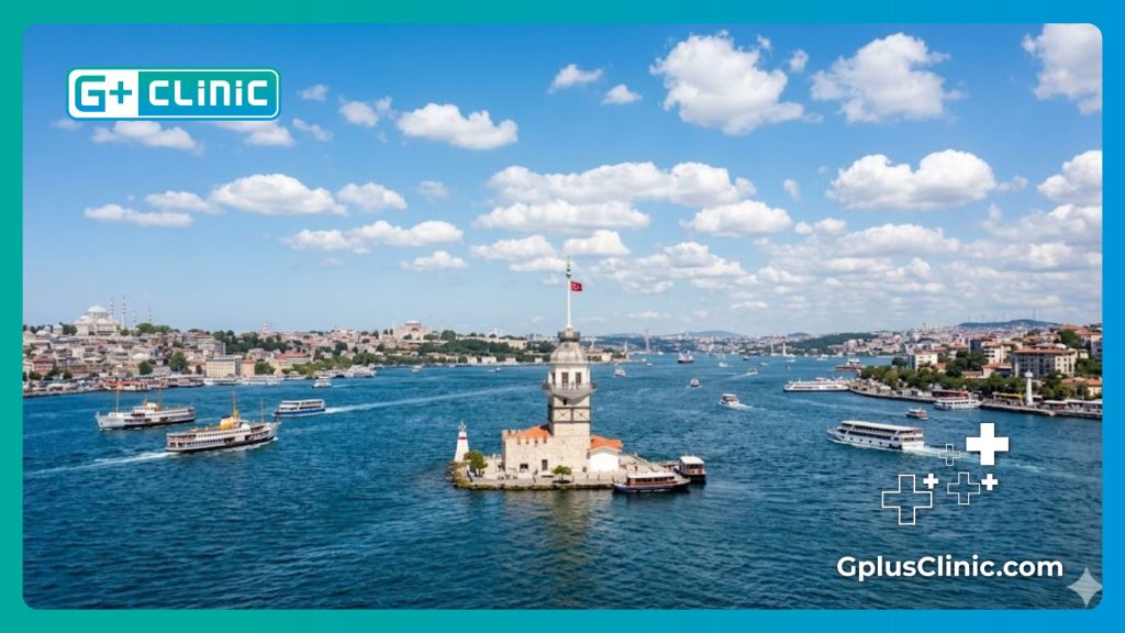 Doctor dando la bienvenida en Estambul frente al Bósforo