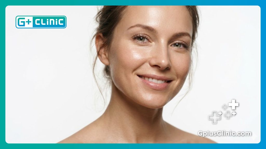 Résultat parfait et peau éclatante après la procédure esthétique.