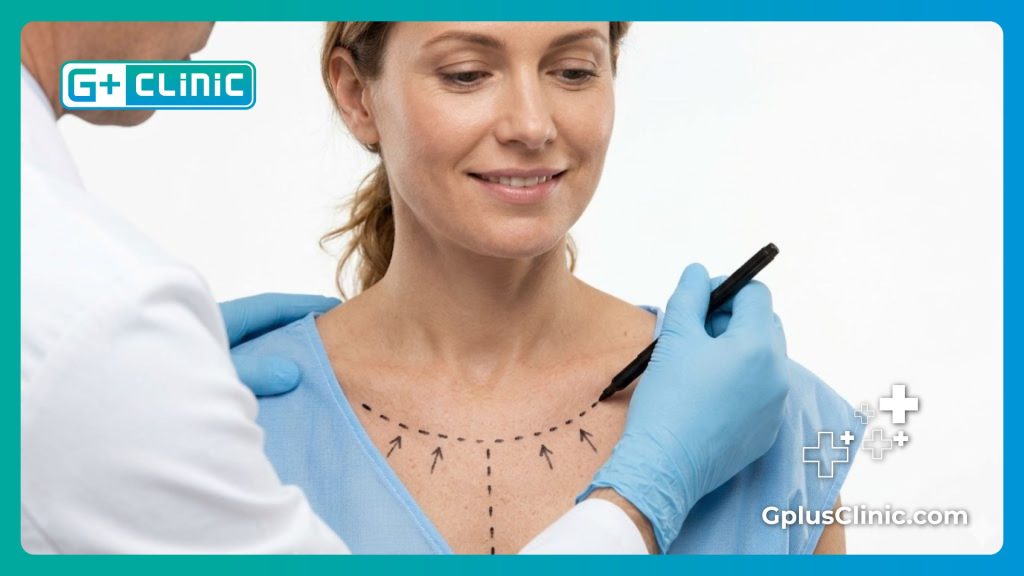 Precise surgical markings on the target area ensuring a perfect chest lift result