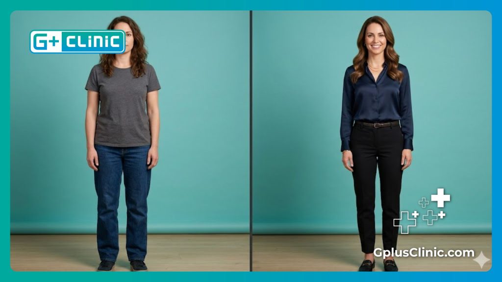 مقارنة واضحة وتخطيط رقمي لمنطقة الصدر قبل وبعد الإجراء