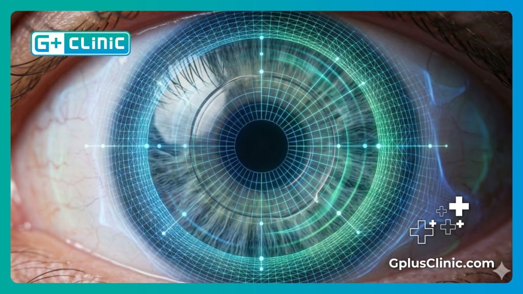 High-tech digital mesh scan mapping the human eye anatomy