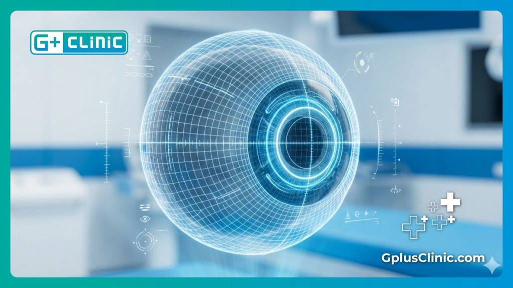 High-tech digital mesh visualization of the eye anatomy for precision surgery mapping