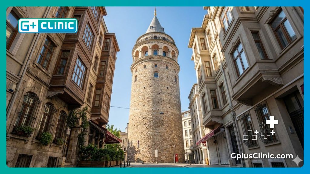 Доктор приветствует пациентов в Стамбуле возле Галатской башни