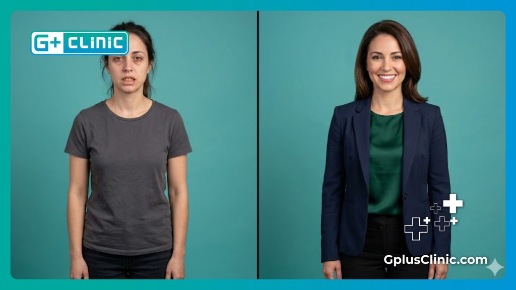 Цифровое сканирование зубов до и после процедуры отбеливания.