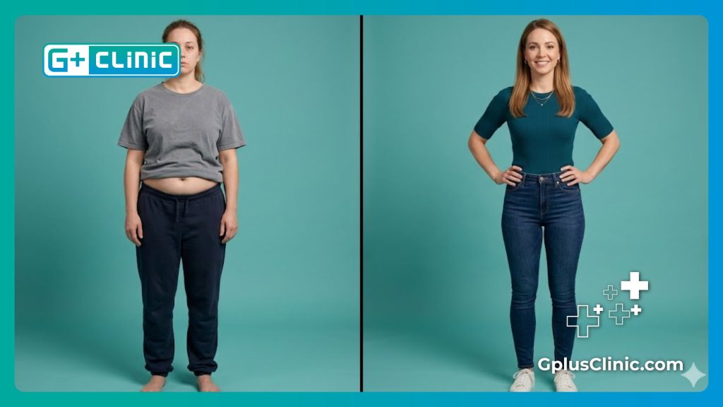 Сравнение до и после, показывающее отличные результаты контурирования тела.