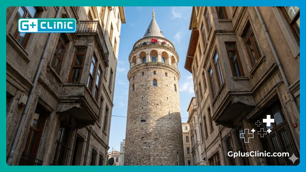 برج غلطة التاريخي تحت سماء صافية في اسطنبول