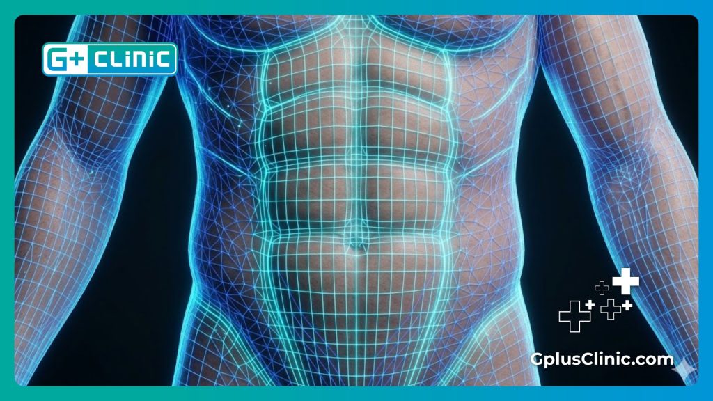 Escaneo digital en malla de la anatomía de la cintura para cirugía