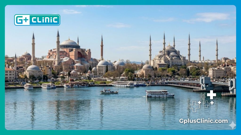 Панорама Стамбула с видом на мечети, популярное направление для медицинского туризма.