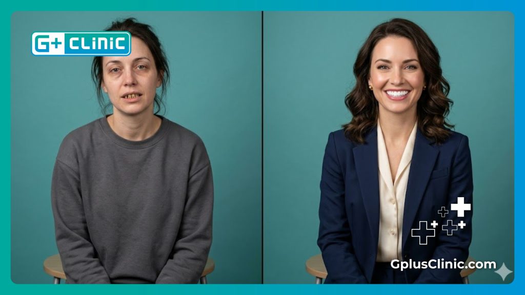 Scan numérique comparant les dents avant et après l'intervention