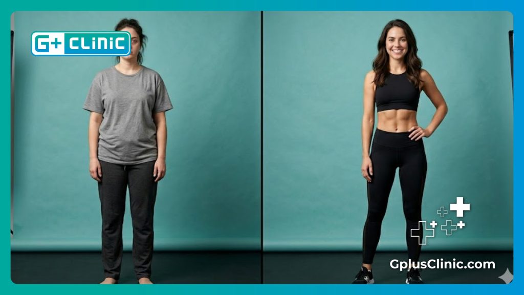 Avant et après d'une patiente ayant subi une liposuccion du ventre