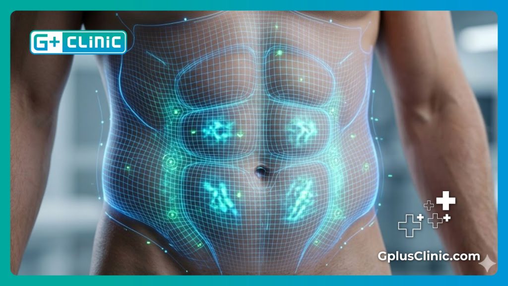 Modélisation numérique 3D haute technologie de la zone abdominale.