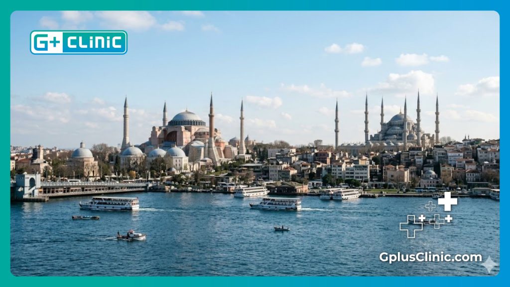 مشهد بانورامي لمعالم إسطنبول و مسجد آيا صوفيا كوجهة رائدة للسياحة العلاجية.